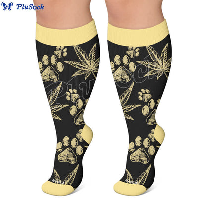 Plus Size Black Orange Cat Compression Socks - image 5