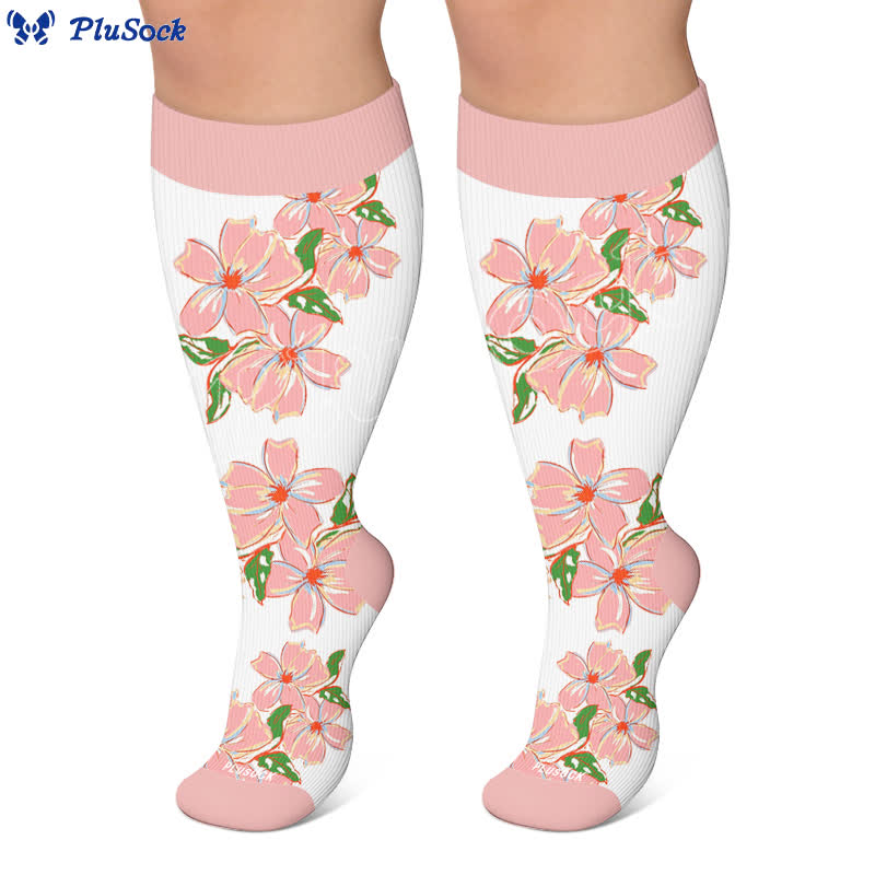 Plus Size Blush Floral Compression Socks - image 4