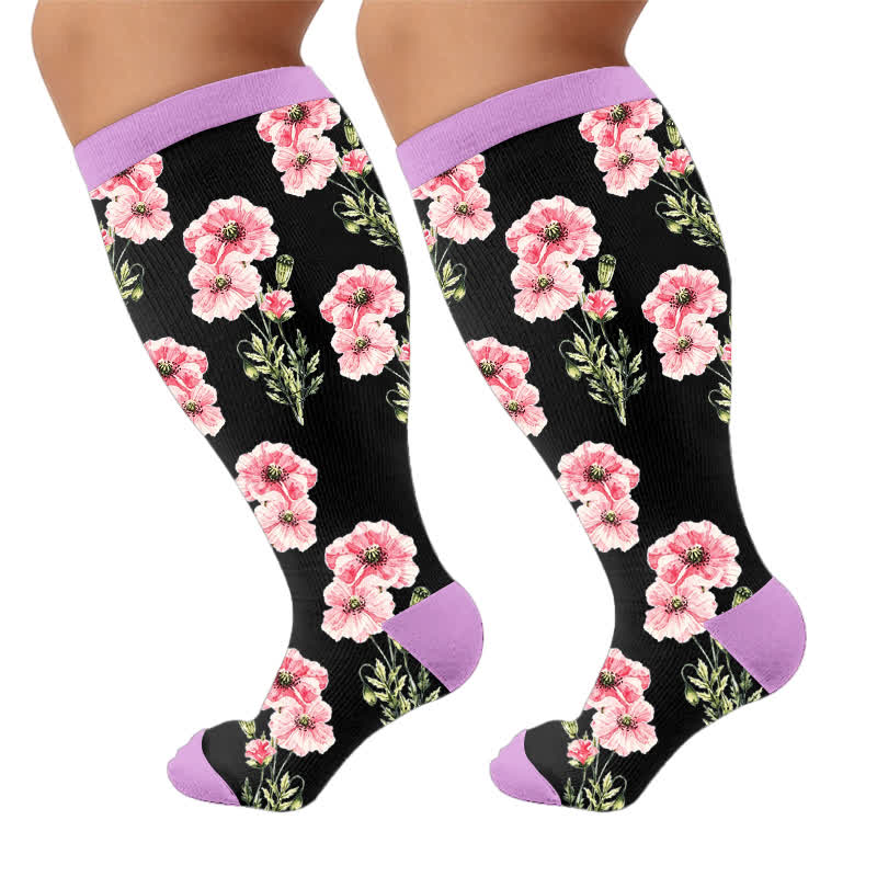 Plus Size Blush Floral Compression Socks - image 9