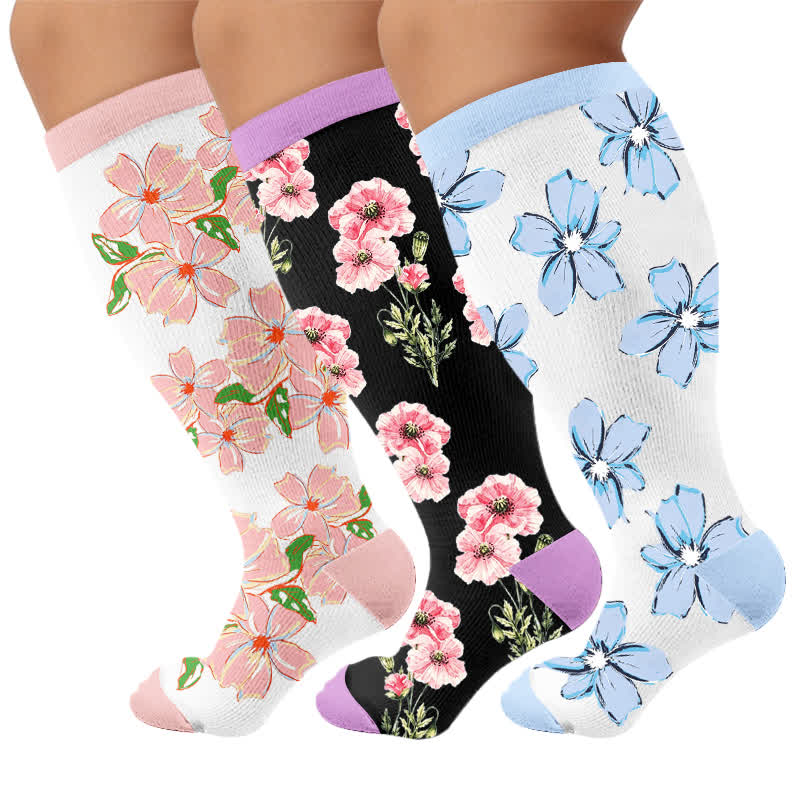Plus Size Blush Floral Compression Socks - image 7