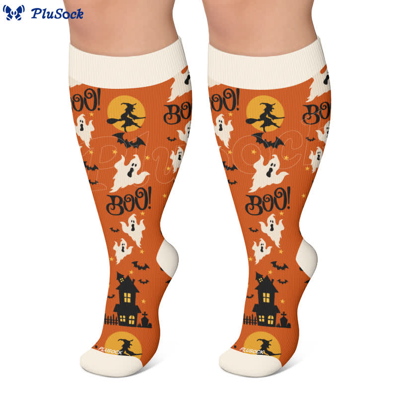 Plus Size Cartoon Pumpkin Cat Ghost Compression Socks - image 6