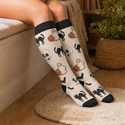 Plus Size Cartoon Pumpkin Cat Ghost Compression Socks - image 3