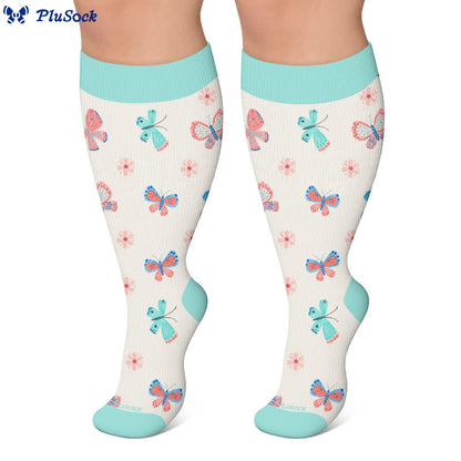 Plus Size Butterfly Lucky Horseshoe Compression Socks - image 9