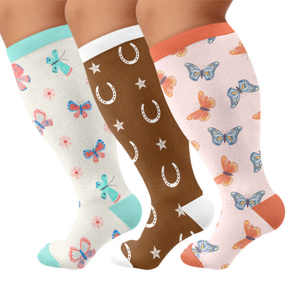 Plus Size Butterfly Lucky Horseshoe Compression Socks - image 4