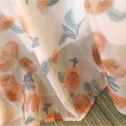 Plus Size Square Neck Puff Short Sleeve Empire Waist Floral Print Summer Dress - image 4
