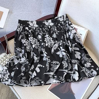 Plus Size Mandarin Collar Frog Button Top & Floral Print Skirt 2 Piece Summer Sets - image 9