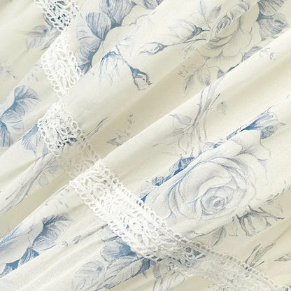 Square Neck Puff Short Sleeve Lace Trim Tiered Summer Dress - image 4