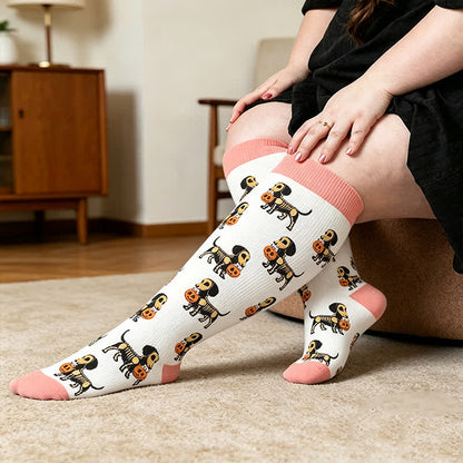 Plus Size Festive Pet Compression Socks - Pink - 4XL - image 2