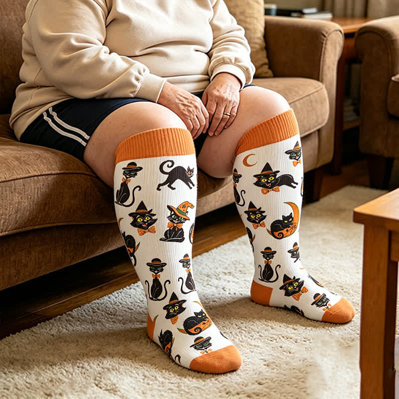 Plus Size Festive Pet Compression Socks - Orange - 4XL - image 3
