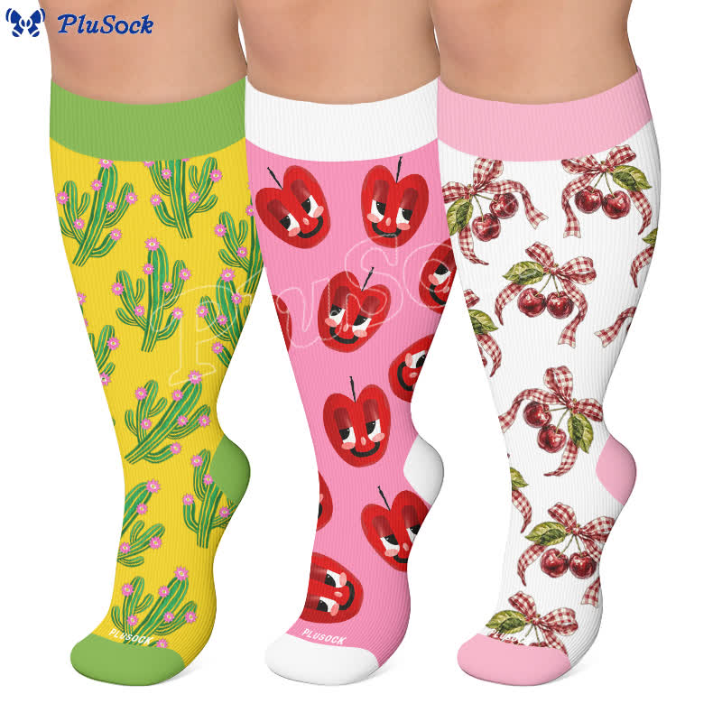Plus Size Cactus Pop Compression Socks - image 0