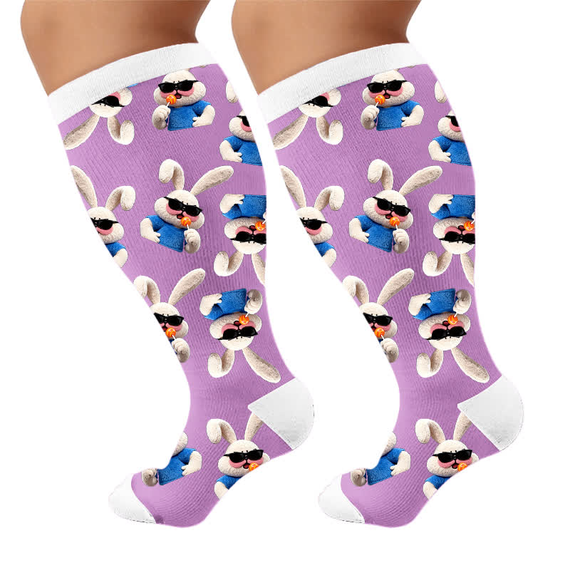 Plus Size Patchwork Rabbit Compression Socks - image 10