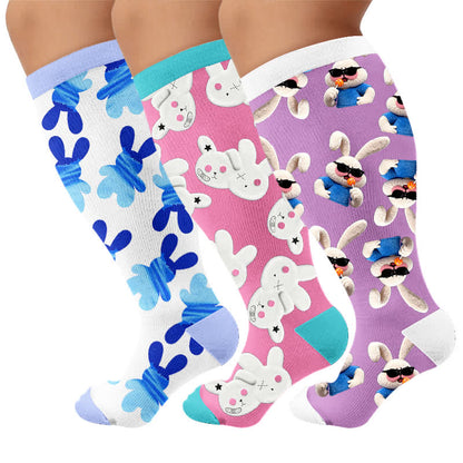 Plus Size Patchwork Rabbit Compression Socks - image 7