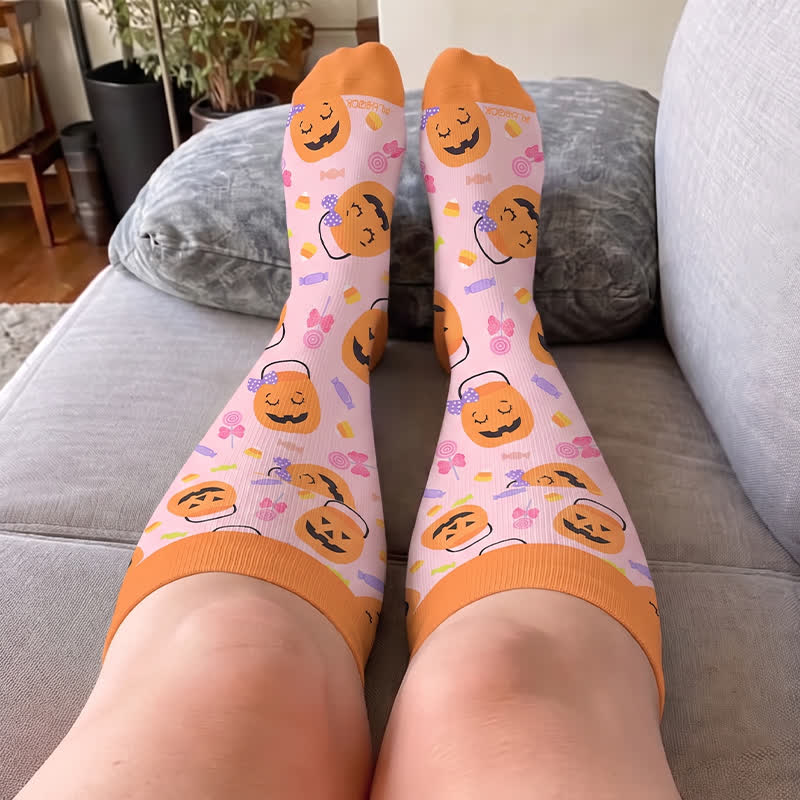 Plus Size Ghost Pumpkin Compression Socks - image 1