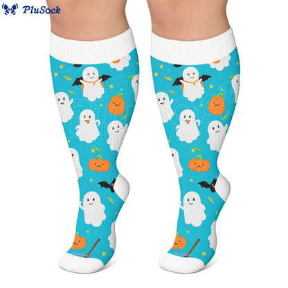 Plus Size Ghost Pumpkin Compression Socks - image 6