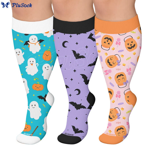 Plus Size Ghost Pumpkin Compression Socks - image 0