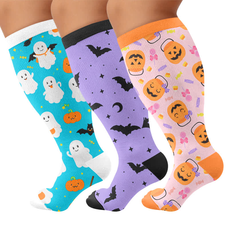 Plus Size Ghost Pumpkin Compression Socks - image 4