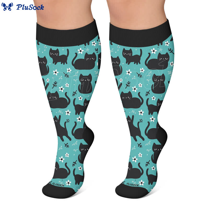 Plus Size Cartoon Ghost Cat Compression Socks - image 7