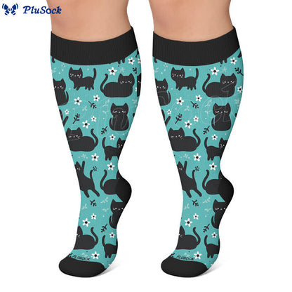 Plus Size Cartoon Ghost Cat Compression Socks - image 7