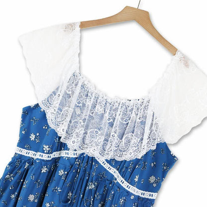 Plus Size Lace Flutter Sleeve Ditsy Floral Tiered Summer Midi Dress - image 1