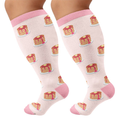 Plus Size Pancake Cookie Compression Socks - Pink - 4XL - image 5