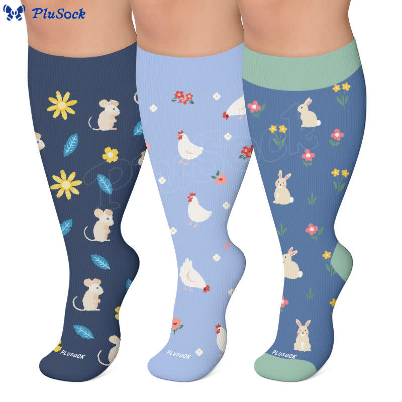 Plus Size Bunny Bloom Compression Socks - image 0