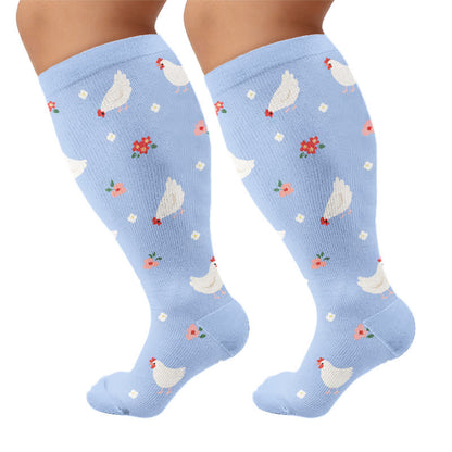 Plus Size Bunny Bloom Compression Socks - Light Blue - 4XL - image 9