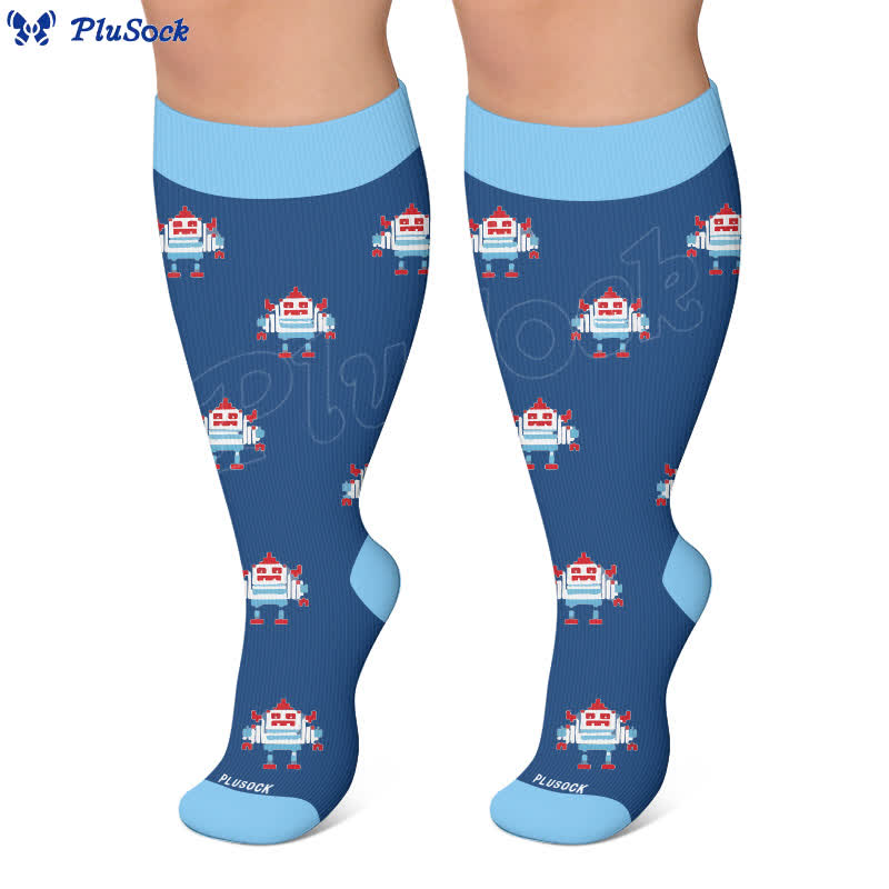 Plus Size Music Robot Compression Socks - image 10