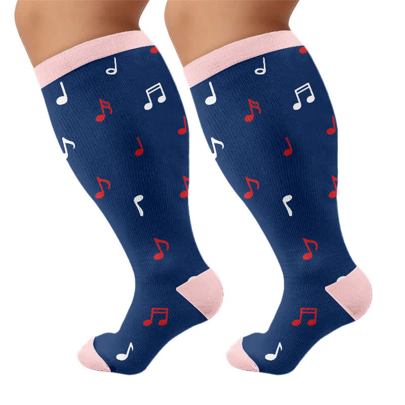 Plus Size Music Robot Compression Socks - Navy Blue - 4XL - image 5