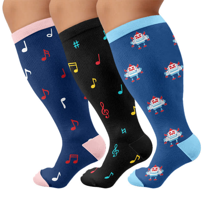 Plus Size Music Robot Compression Socks - image 4