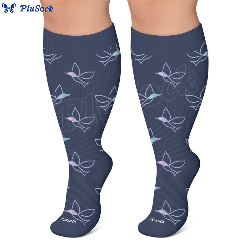 Plus Size Dragonfly Bird Compression Socks - image 10