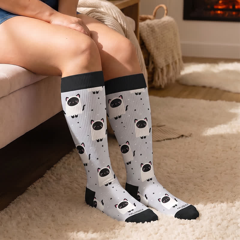 Plus Size Ghost Cat Compression Socks - image 3