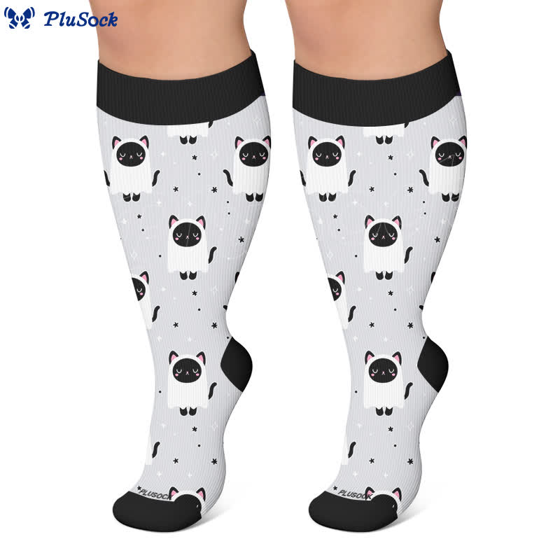 Plus Size Ghost Cat Compression Socks - image 6