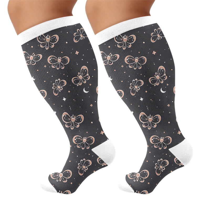 Plus Size Ghost Cat Compression Socks - Black - 4XL - image 9