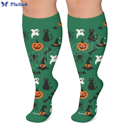 Plus Size Black Cat Bat Compression Socks - image 5