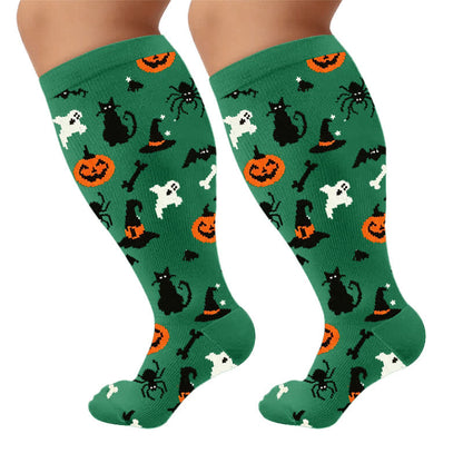 Plus Size Black Cat Bat Compression Socks - image 9