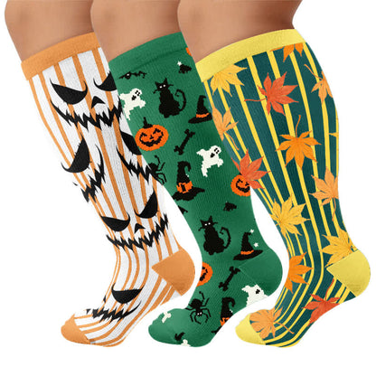 Plus Size Black Cat Bat Compression Socks - image 7