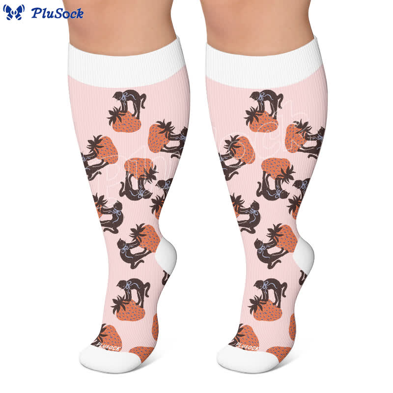 Plus Size Cat Heart Stripe Compression Socks - image 6