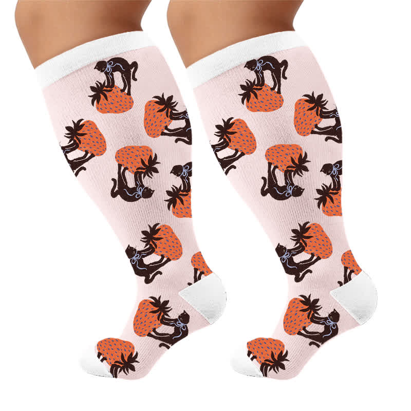 Plus Size Cat Heart Stripe Compression Socks - image 10