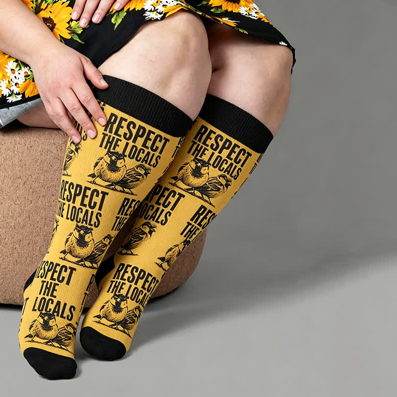 Plus Size Pigeon Compression Socks - Yellow - 4XL - image 2