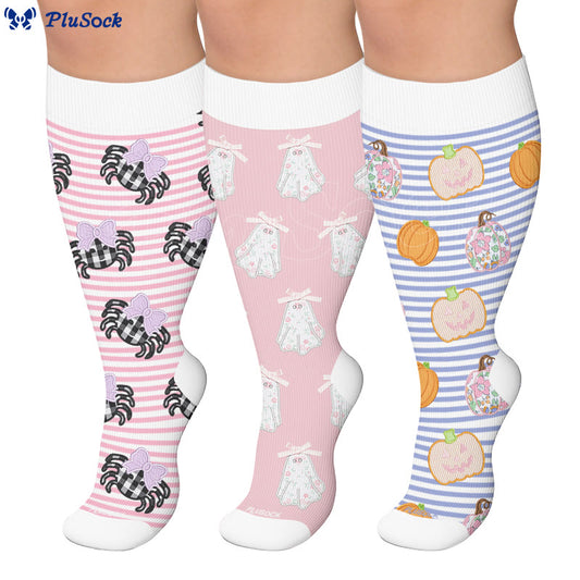 Plus Size Stripe Spider Ghost Compression Socks - image 0