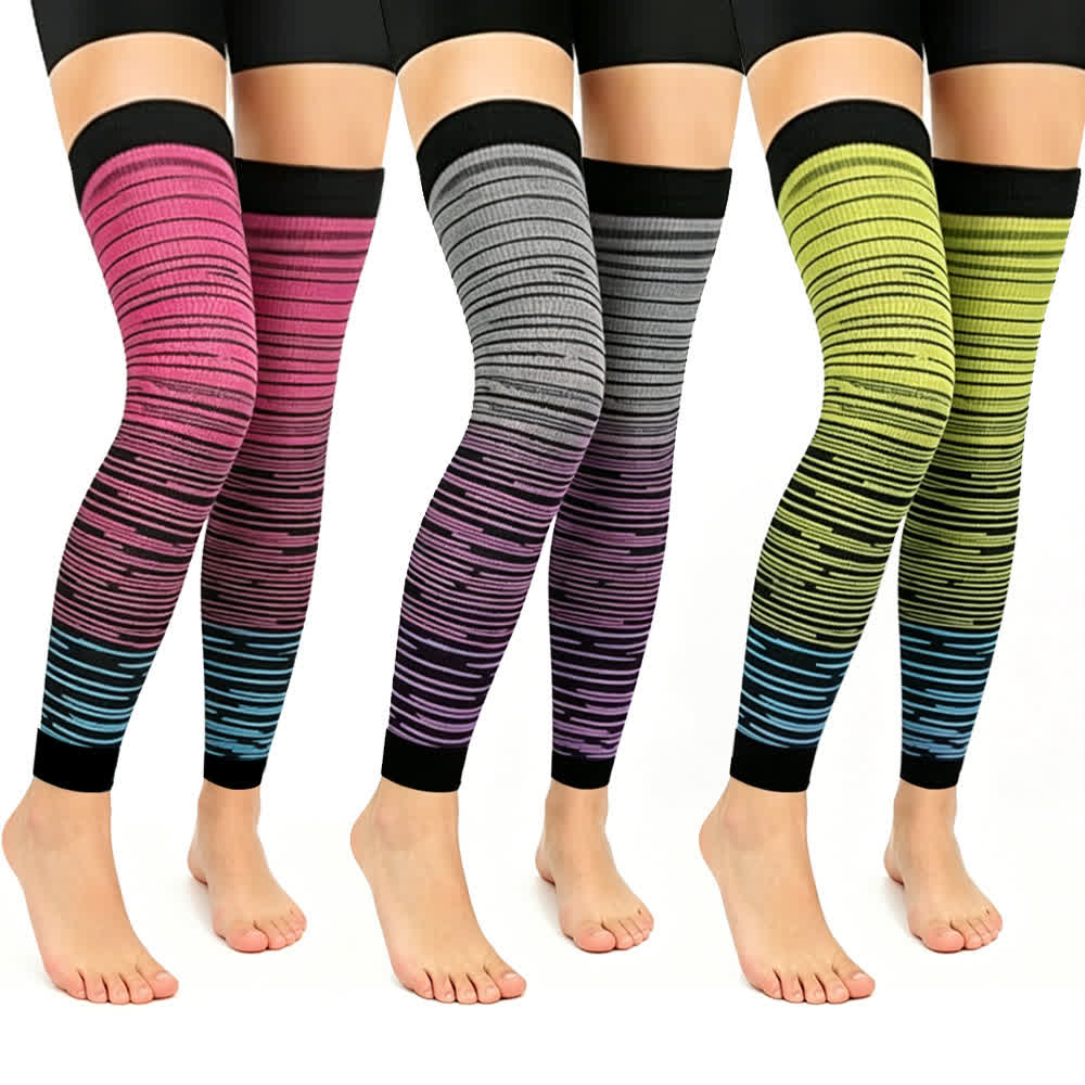 Gradient Stripe Thigh High Compression Sleeves(3 Pairs) - Multicolor - L/XL - image 0
