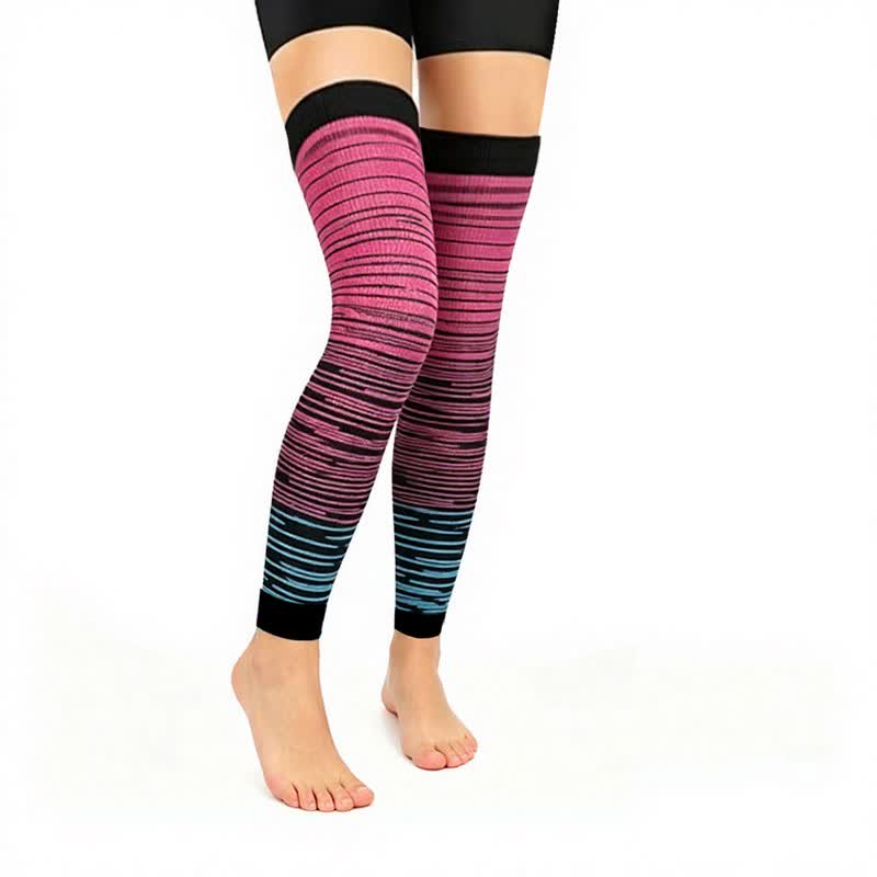Gradient Stripe Thigh High Compression Sleeves(3 Pairs) - Rose - L/XL - image 3