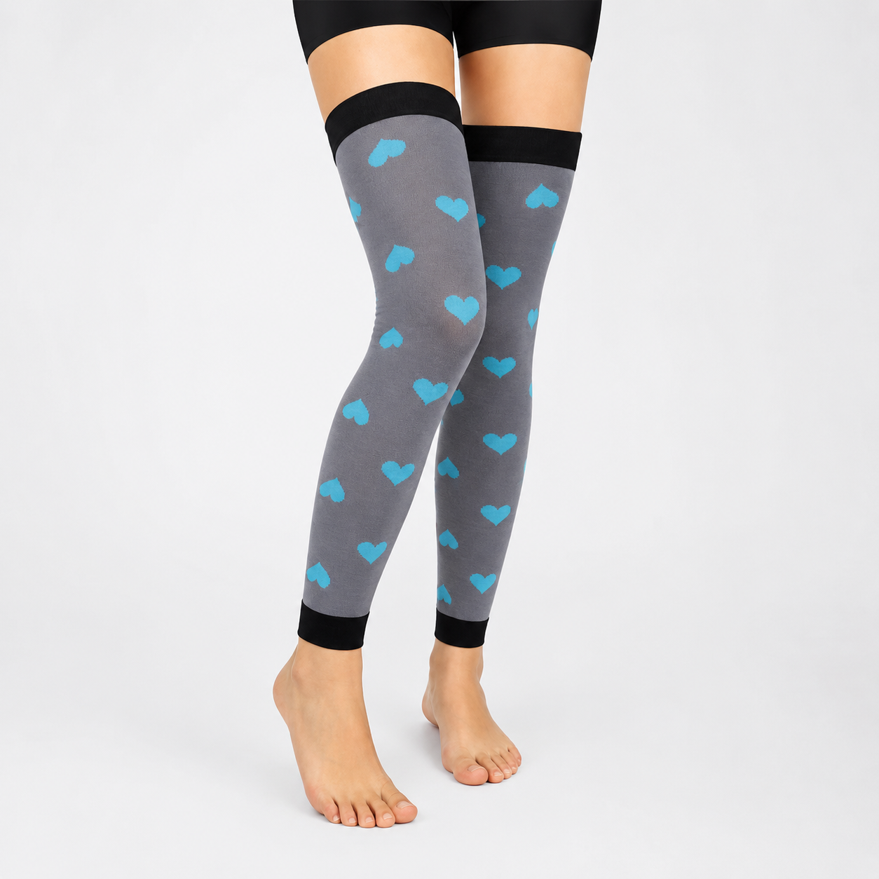 Gray Blue Colorblock Thigh High Compression Sleeves(3 Pairs) - Grey - L/XL - image 3