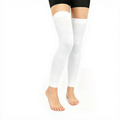 Solid Color Thigh High Compression Sleeves(3 Pairs) - White - L/XL - image 3