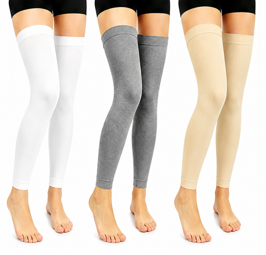 Solid Color Thigh High Compression Sleeves(3 Pairs) - Multicolor - L/XL - image 0