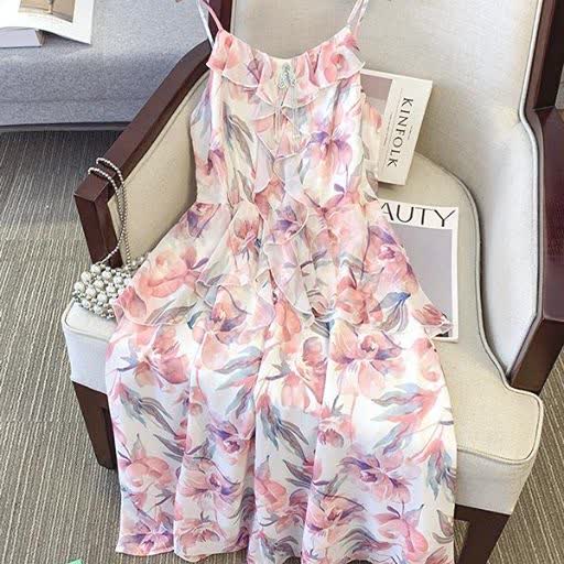 Plus Size Sheer Cardigan Lightweight Floral Ruffle V-Neck Summer Dress Set - image 5
