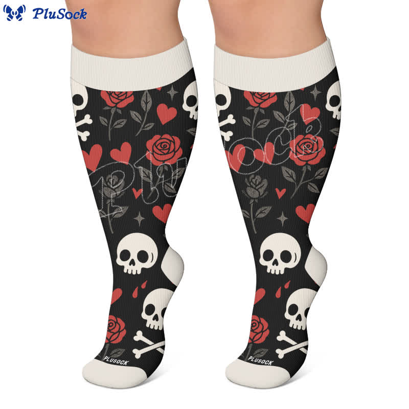 Plus Size Red Stripe Bat Skull Compression Socks - image 5