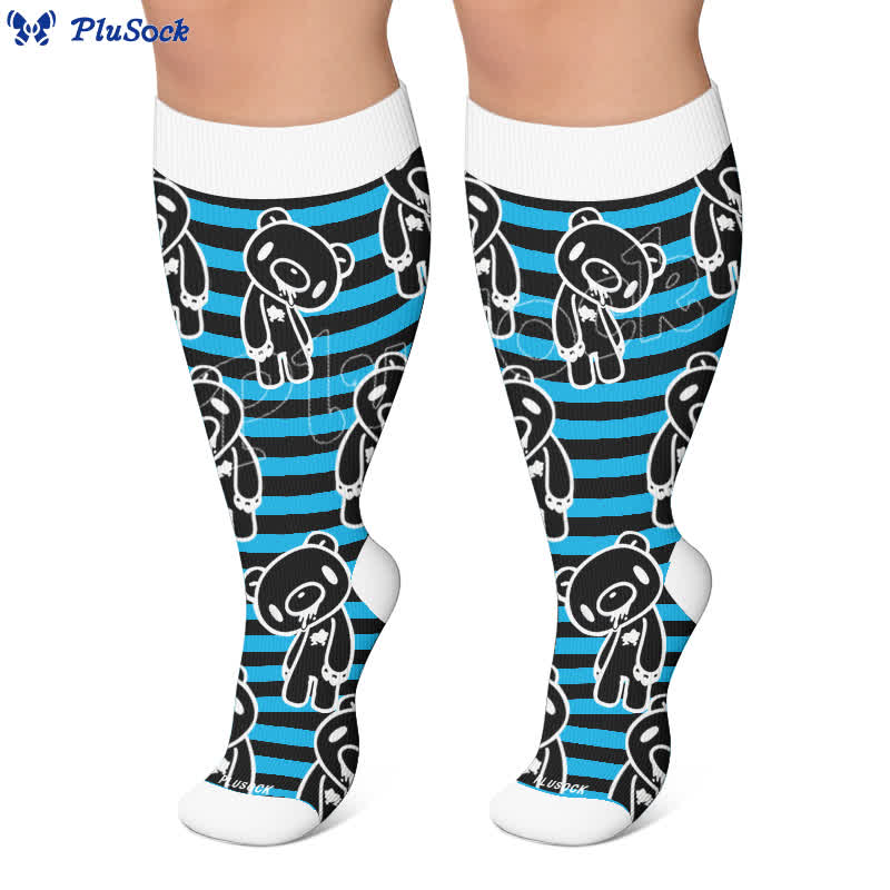 Plus Size Red Stripe Bat Skull Compression Socks - image 6