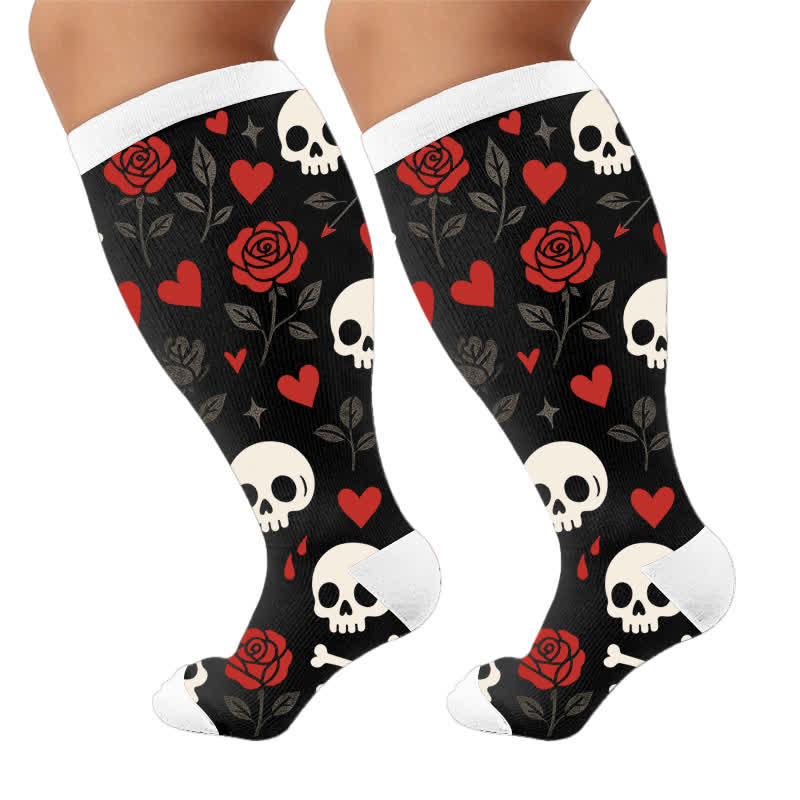 Plus Size Red Stripe Bat Skull Compression Socks - image 9