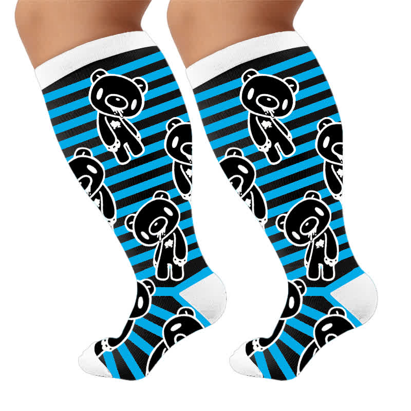 Plus Size Red Stripe Bat Skull Compression Socks - image 10